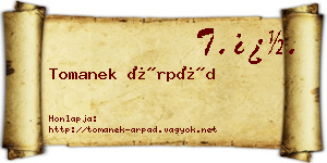 Tomanek Árpád névjegykártya